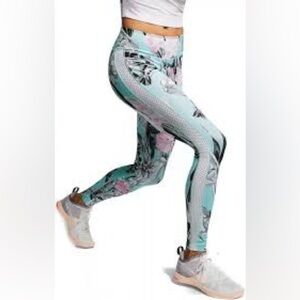 Nike Women's Floral Leggings - Light Blue and Pink